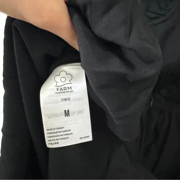 Farm Rio Women's Black Puff Sleeve Midi Dress Medium - Picture 8 of 12